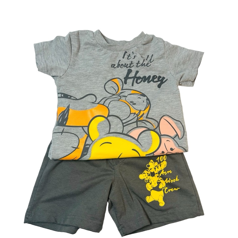 Baby Boys Disney Winnie The Pooh Cotton Shirt and Shorts, 2 Piece Set 18M